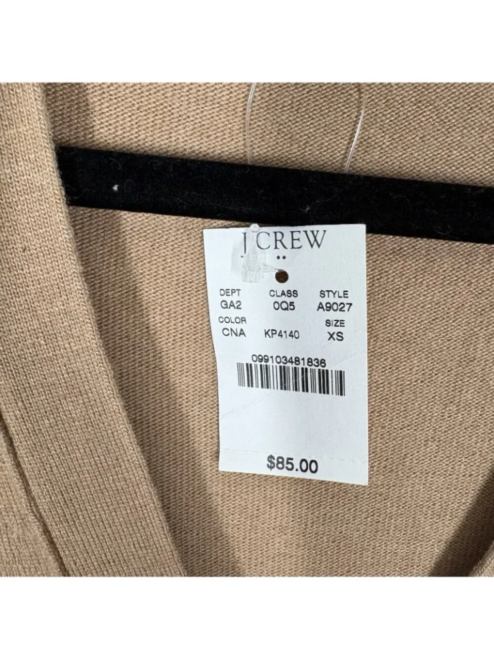 J.Crew Factory Women XS Camel Navy Merino Wool Blend Preppy Varsity Cardigan NWT
